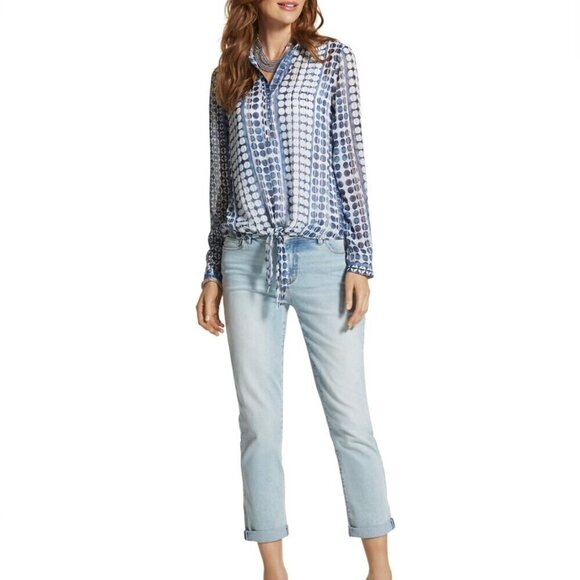 Chico's Textured Dots Dominique Shirt Sz 2 Large LIKE NEW! - Picture 4 of 8